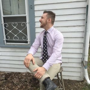 Vintage Mens Silk Tie Blue Polka Dot